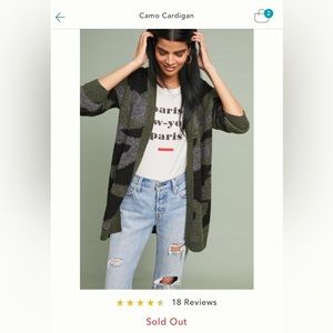 Anthropologie Camo Cardigan